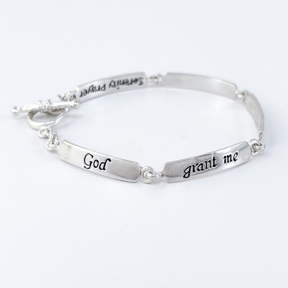 Vintage Thai Sterling Silver 925 Serenity Prayer Link Bracelet 7.5" - Picture 1 of 7